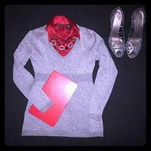 New York & Company Red Shimmer Shirt